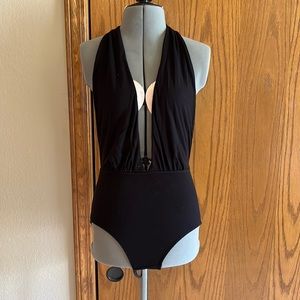 BOGO - Black Deep Plunge Halter Bodysuit S